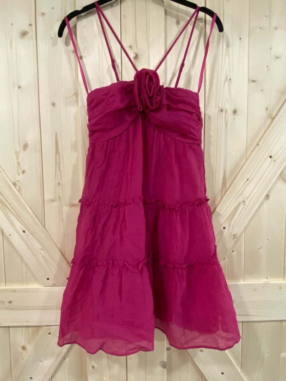 City Studios Juniors Rosette Gauze pink Mini Dress XS
